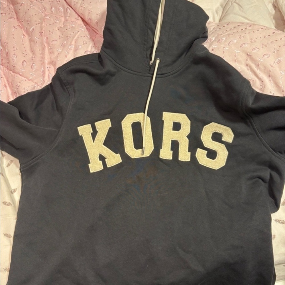 KORS Black Hoodie with Cream Lettering.
